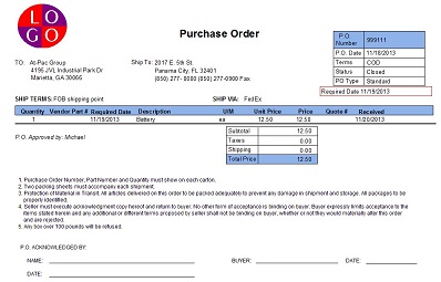 purchase order facility for rental software